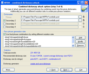 Combined dictionary attack options