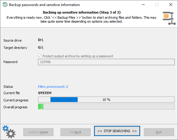 Backing up passwords and files