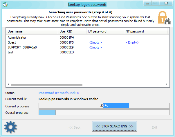 Searching and decrypting Windows passwords