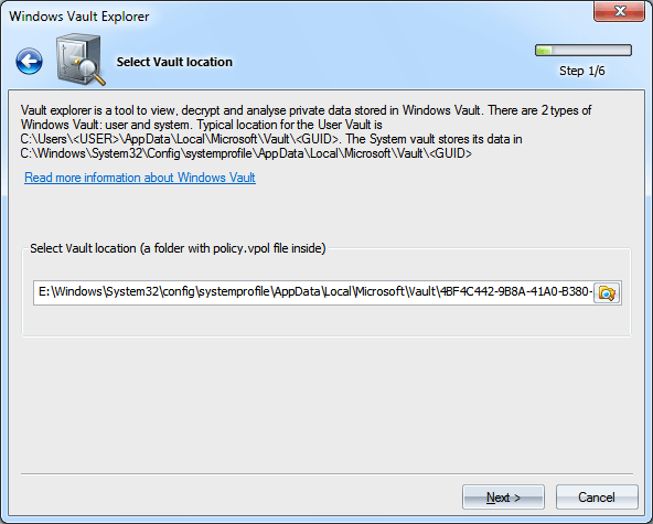Windows Vault directory