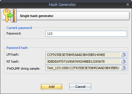 Hash generator
