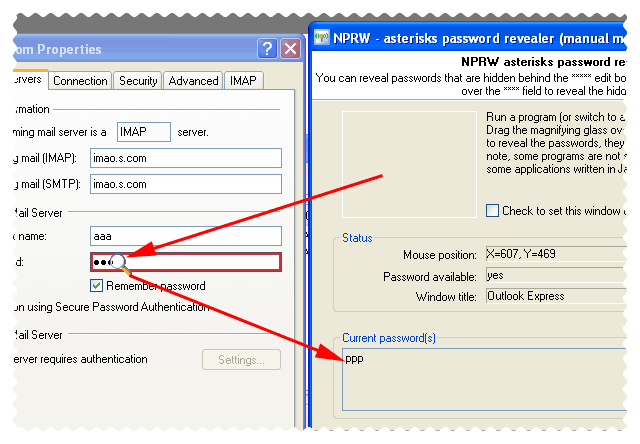 Asterisks password revealer (manual mode)