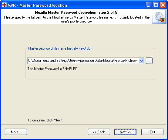 Selecting Mozilla/Firefox/Thunderbird Master Password location