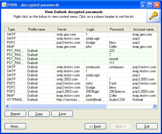Outlook Password Recovery in action
