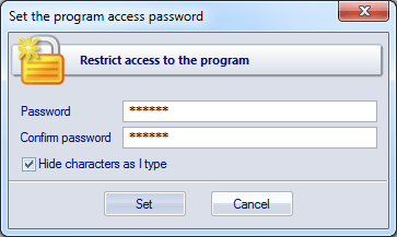 Установка пароля доступа