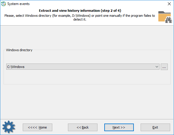 System events - setting up Windows directory